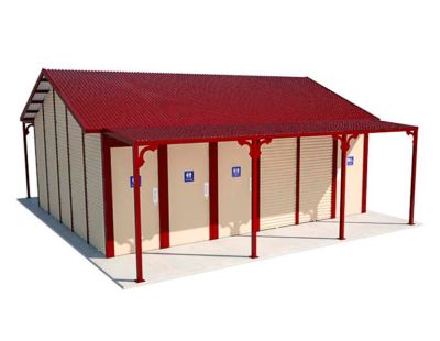 Byron Multi Amenity Toilet Building with Paperbark and Manor Red colour scheme